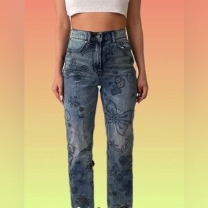 BDG Urban Outfitters Womens Graffiti Straight Leg Cowboy Jeans